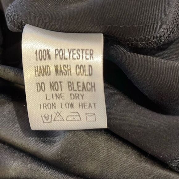 Ee:some USA Women’s Flat Front Pull On Side Slit Satin Flared Skirt Black Large - Picture 5 of 8